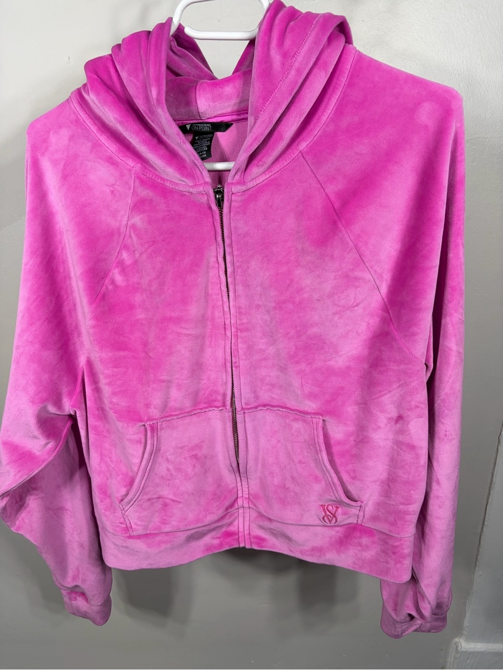 Victoria’s Secret On Point Pink Velour Full Zip Hoodie Jacket Y2K Coquette